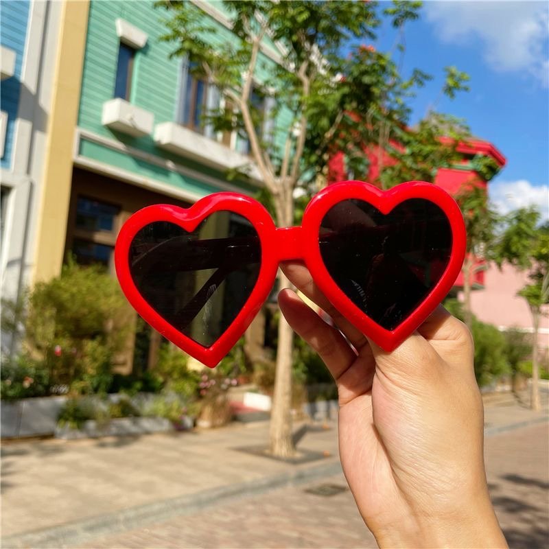 Red Era Heart Sunglasses | Red Resin Frame | Concert & Party Accessory