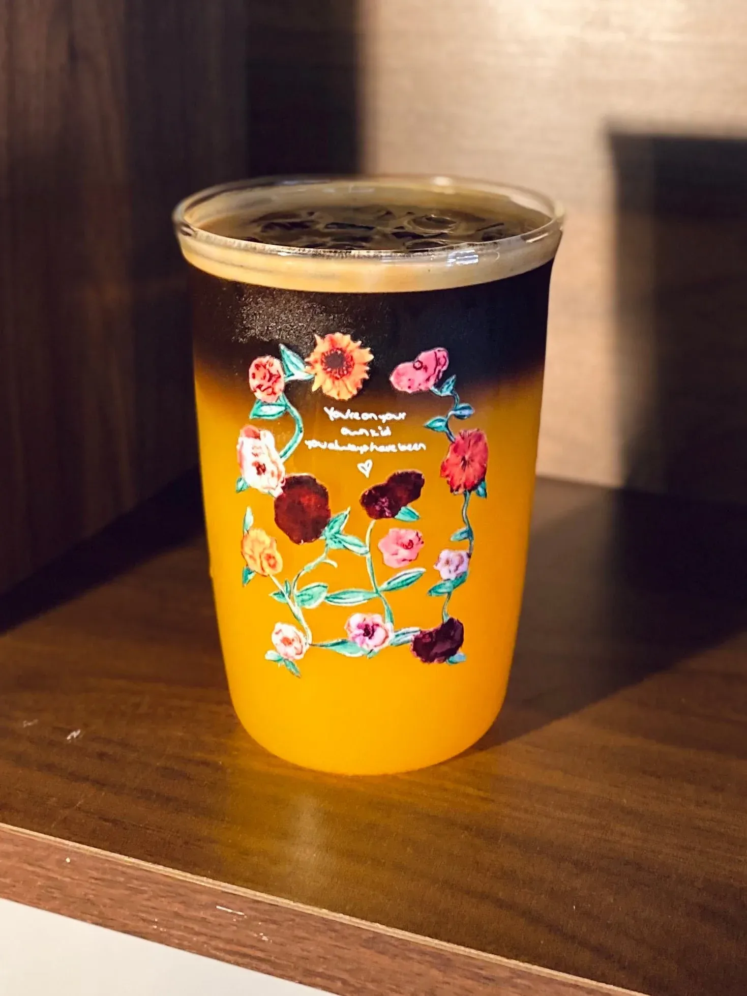 Vintage Floral Glass Cup | 16oz / 470ml Borosilicate | Iced Coffee & Matcha Cup - Image 2