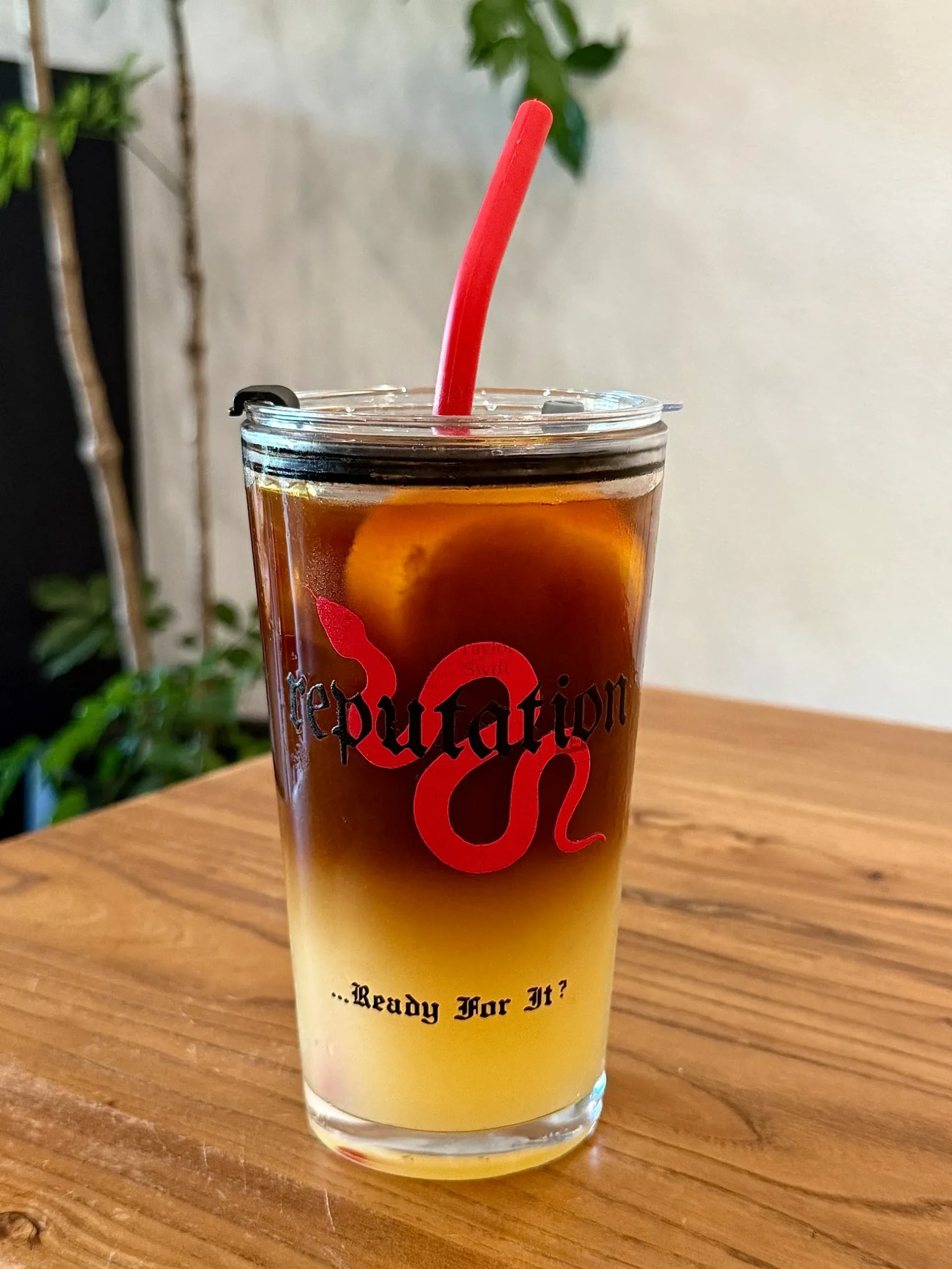 Reputation Inspired Glass Tumbler | 17.6oz / 520ml with Lid & Red Silicone Straw