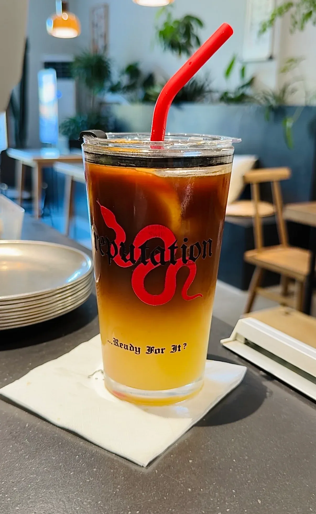 Reputation Inspired Glass Tumbler | 17.6oz / 520ml with Lid & Red Silicone Straw - Image 5