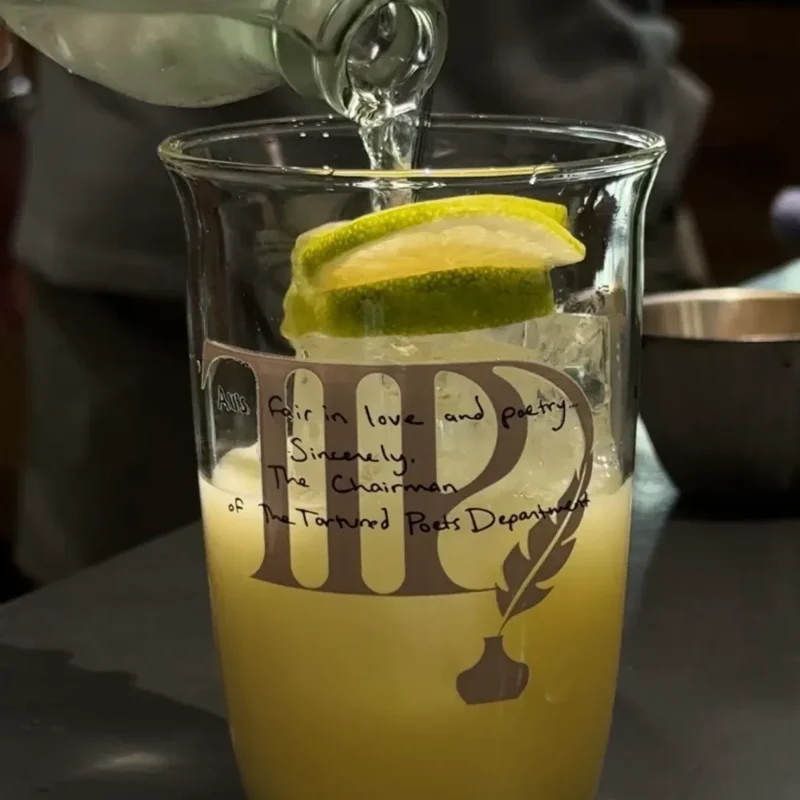 TTPD Inspired Vintage Poetry Glass Cup | 15.6oz / 470ml with Gray Glass Straw