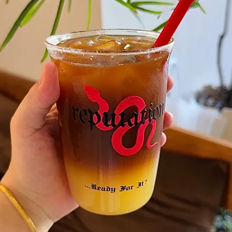Reputation Inspired Crimson Snake Glass Cup | 16oz / 470ml with Red Silicone Straw