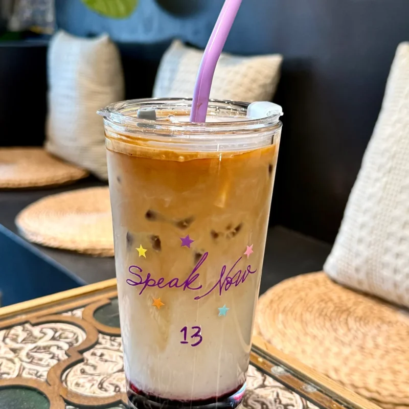Speak Now Inspired Purple Starry Glass Tumbler | 17.6oz / 520ml with Lid & Purple Silicone Straw