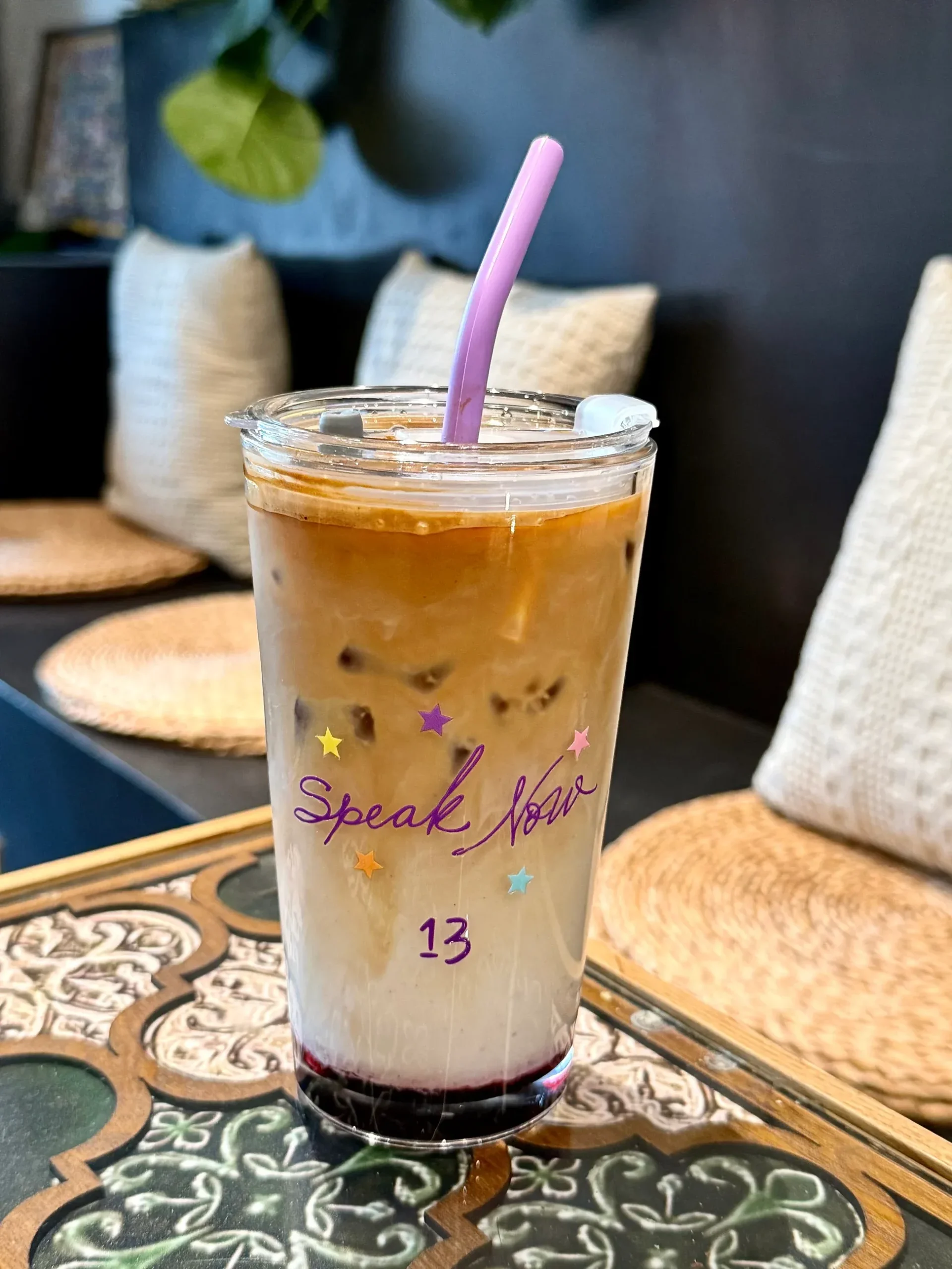 Speak Now Inspired Purple Starry Glass Tumbler | 17.6oz / 520ml with Lid & Purple Silicone Straw