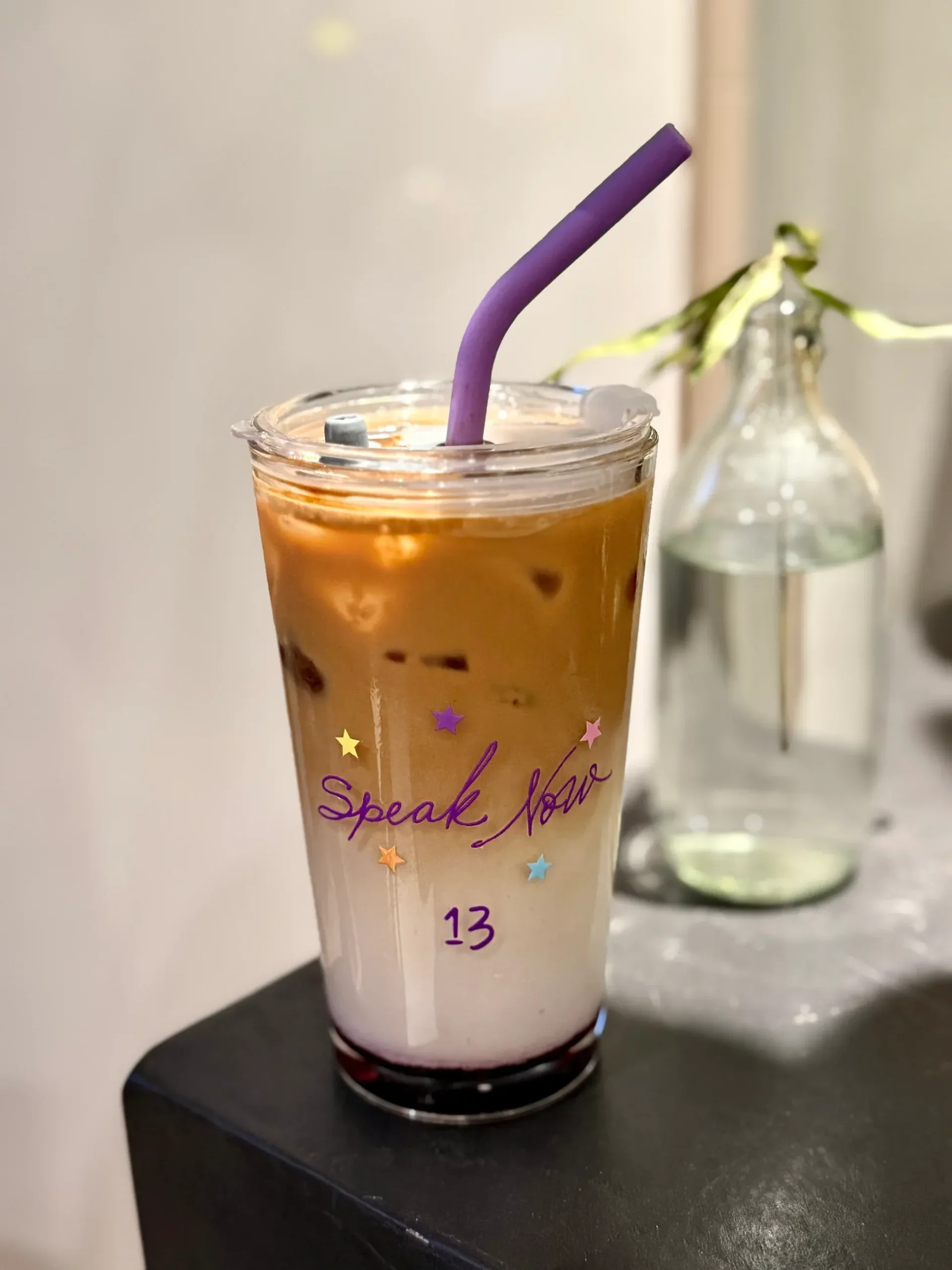 Speak Now Inspired Purple Starry Glass Tumbler | 17.6oz / 520ml with Lid & Purple Silicone Straw - Image 3
