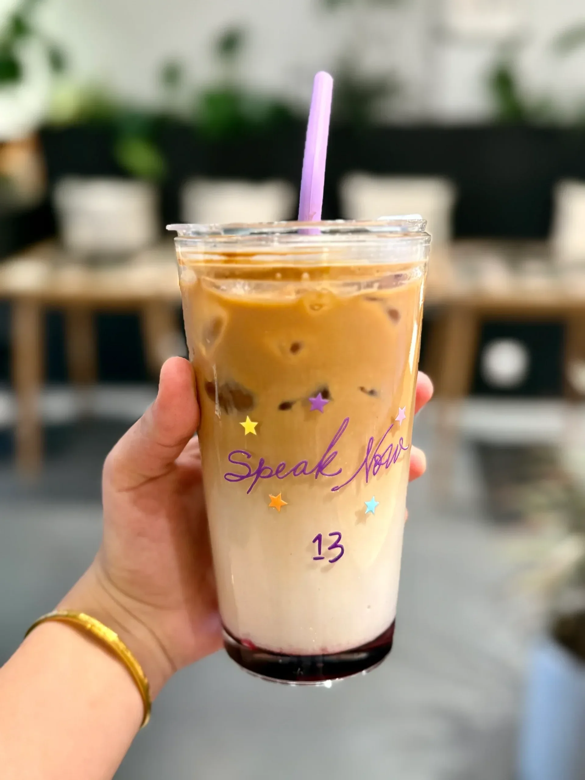 Speak Now Inspired Purple Starry Glass Tumbler | 17.6oz / 520ml with Lid & Purple Silicone Straw - Image 2