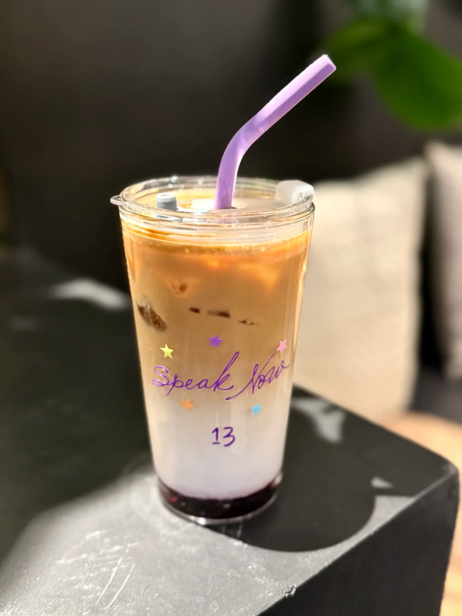 Speak Now Inspired Purple Starry Glass Tumbler | 17.6oz / 520ml with Lid & Purple Silicone Straw - Image 4