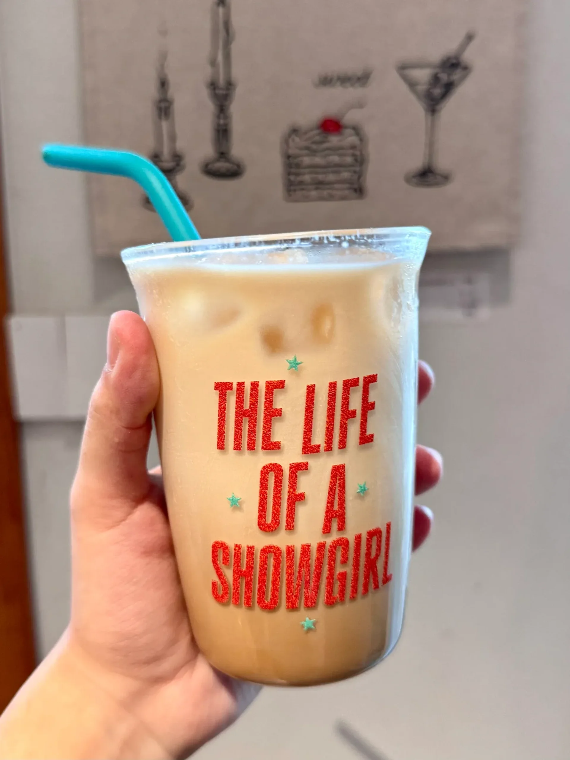 The Life of a Showgirl Inspired Orange & Aqua Glass Cup | 16oz / 470ml with Teal Silicone Straw