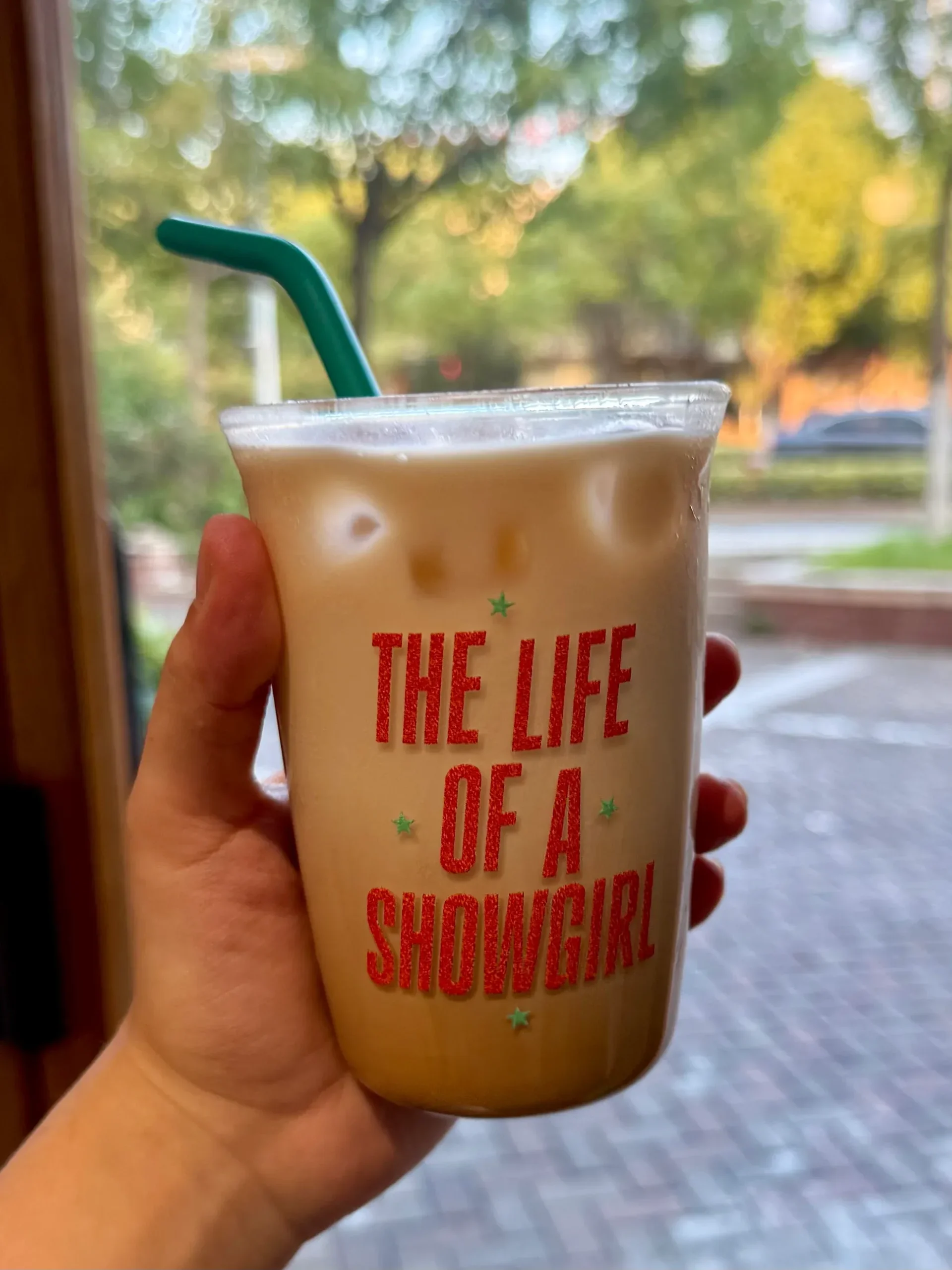 The Life of a Showgirl Inspired Orange & Aqua Glass Cup | 16oz / 470ml with Teal Silicone Straw - Image 5