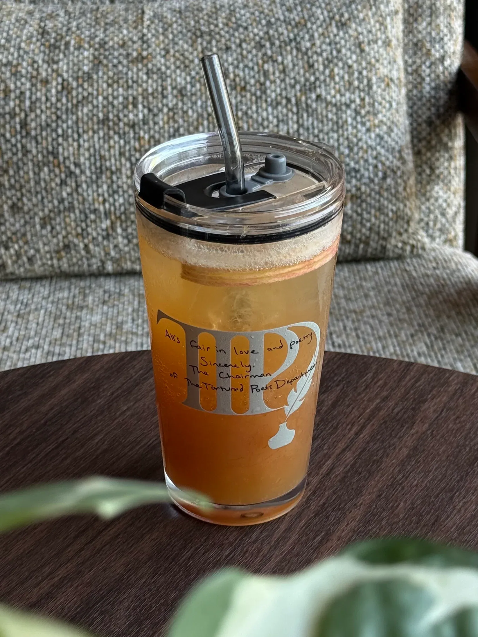 TTPD Inspired Vintage Poetry Glass Cup | 17.6oz / 520ml with Gray Glass Straw - Image 7