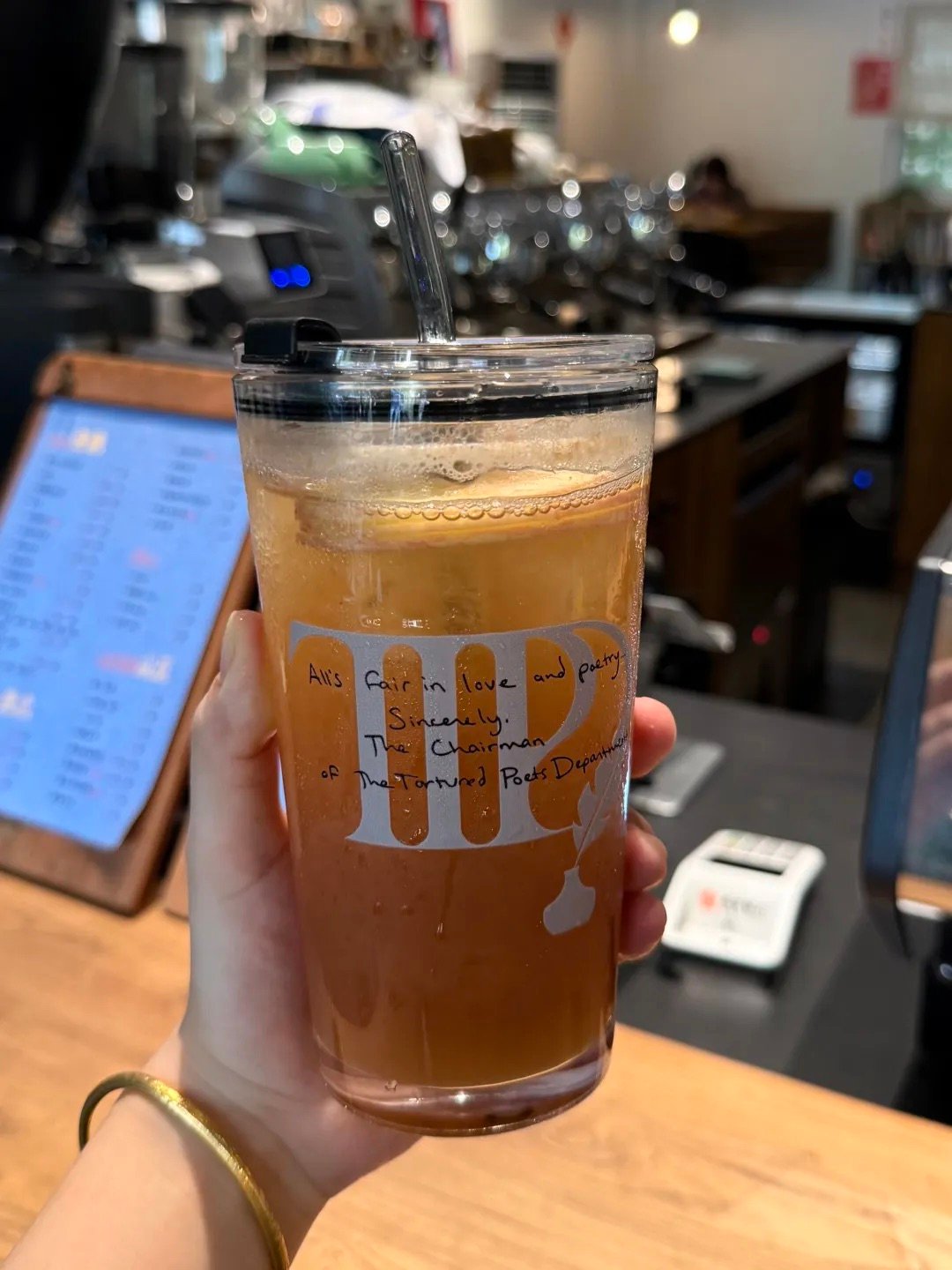 TTPD Inspired Vintage Poetry Glass Cup | 17.6oz / 520ml with Gray Glass Straw - Image 9