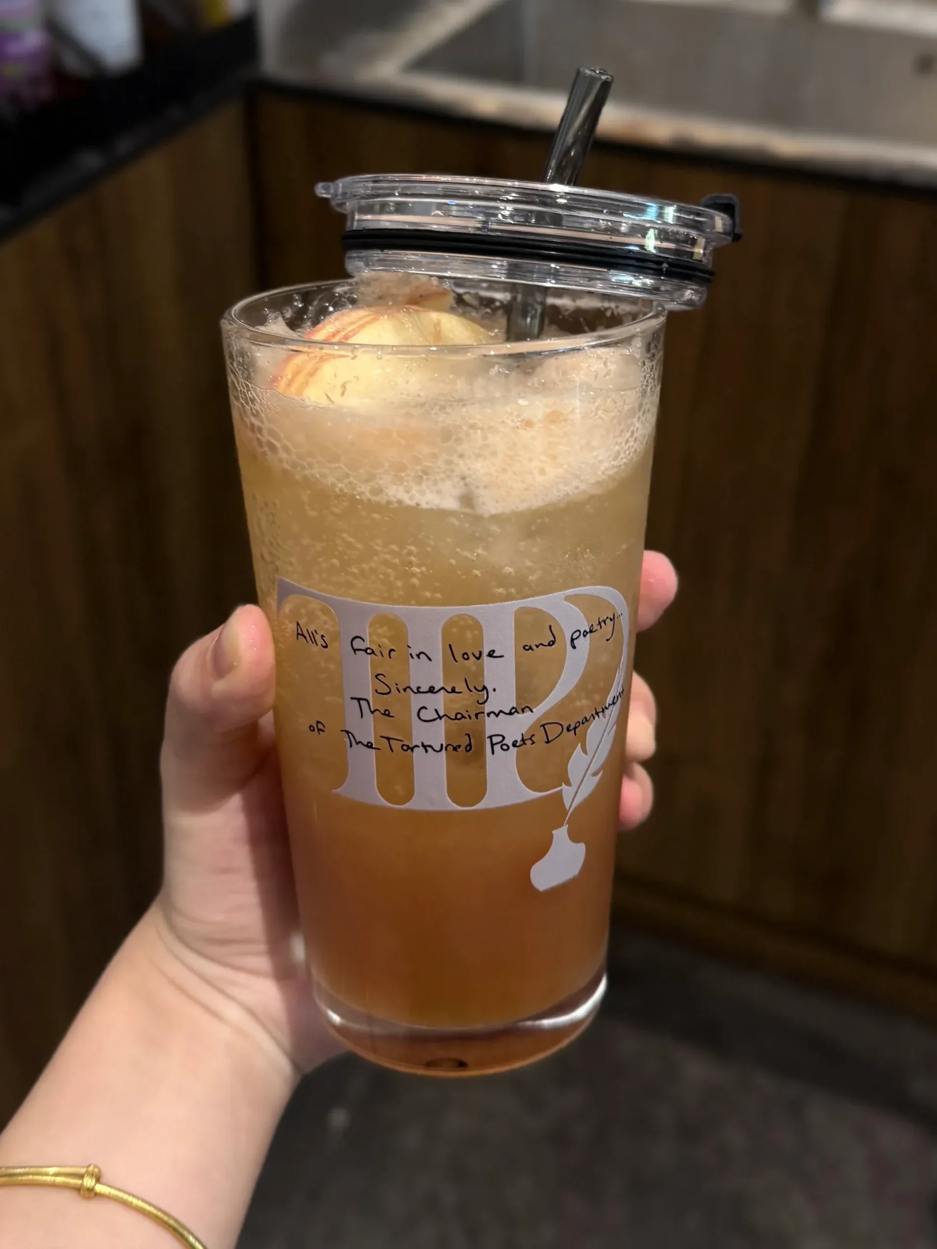 TTPD Inspired Vintage Poetry Glass Cup | 17.6oz / 520ml with Gray Glass Straw - Image 4