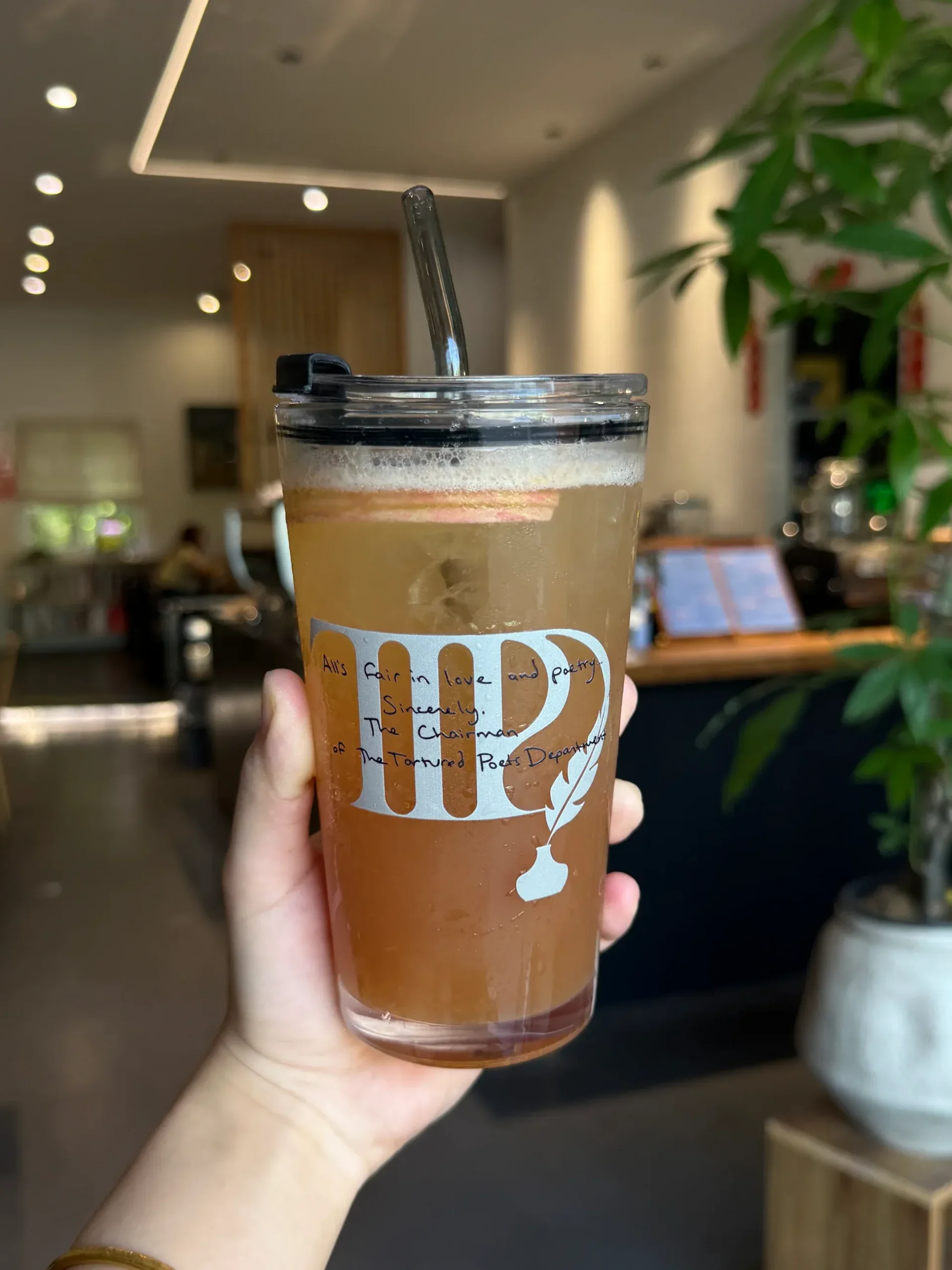 TTPD Inspired Vintage Poetry Glass Cup | 17.6oz / 520ml with Gray Glass Straw - Image 6