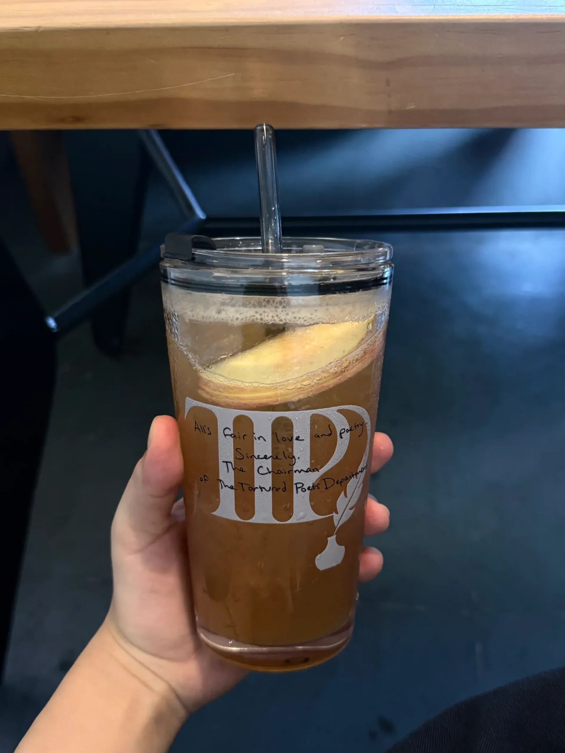 TTPD Inspired Vintage Poetry Glass Cup | 17.6oz / 520ml with Gray Glass Straw - Image 8