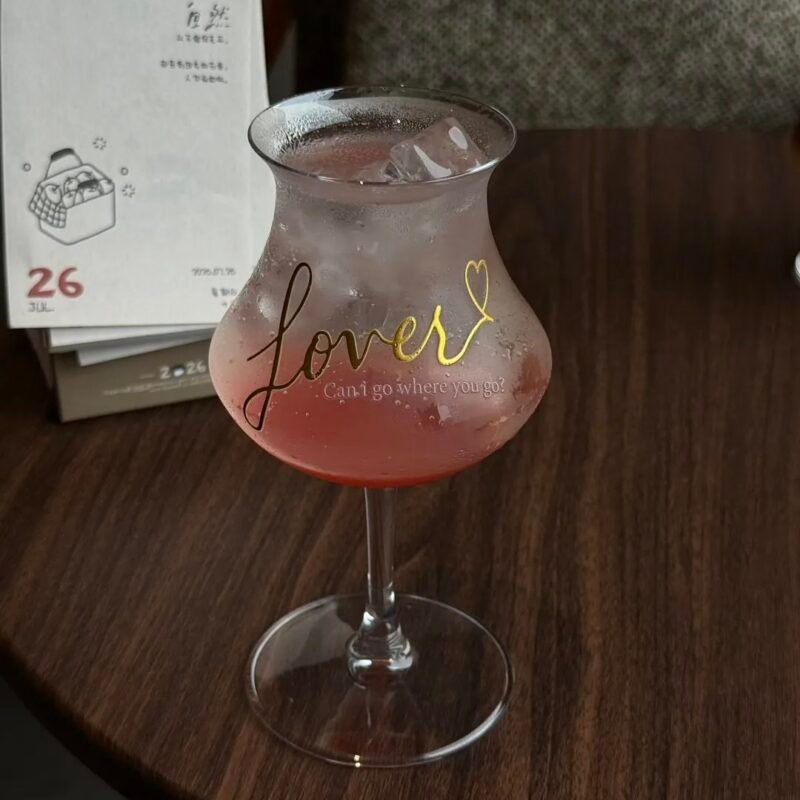 Lover Inspired Vintage Pink Glass Goblet | 13.5oz / 400ml