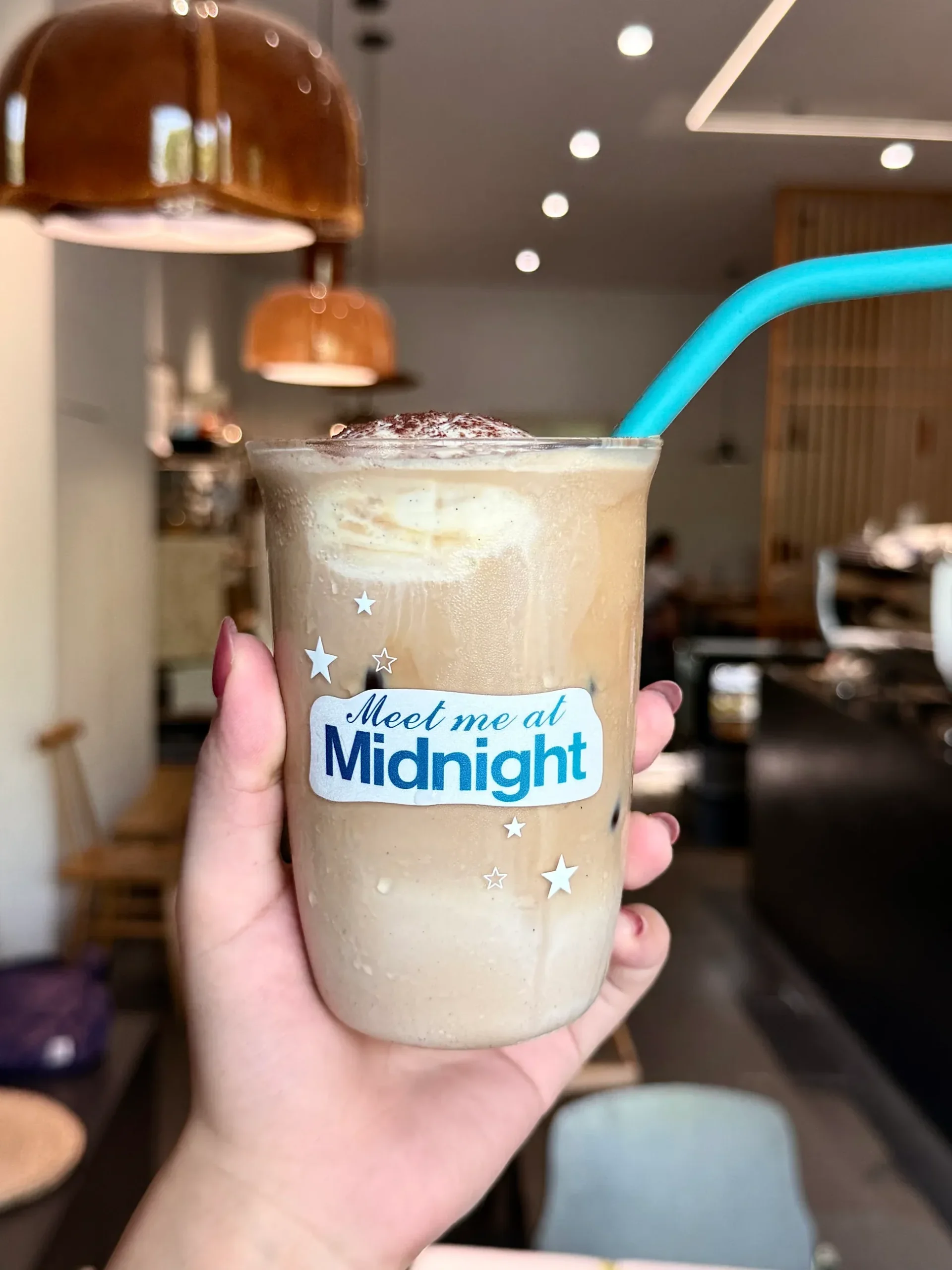 Midnights Inspired Retro Starry Glass Cup | 16oz / 470ml with Blue Silicone Straw