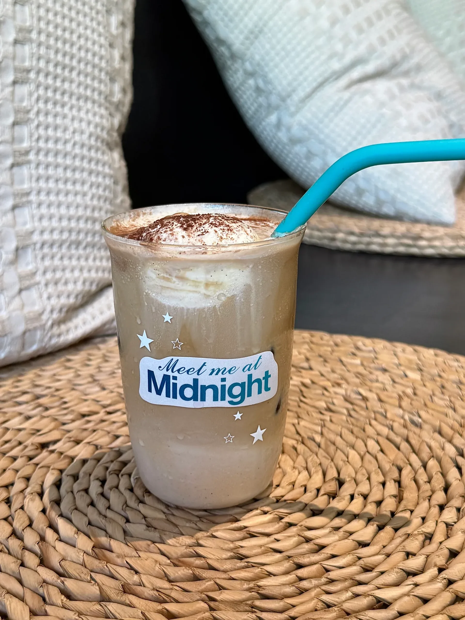 Midnights Inspired Retro Starry Glass Cup | 16oz / 470ml with Blue Silicone Straw - Image 2